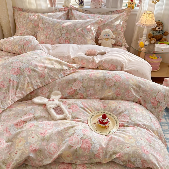 91家纺网 家纺一手货源 找家纺 绵庭家纺 2026新款全棉印花四件套 柔瓣梦