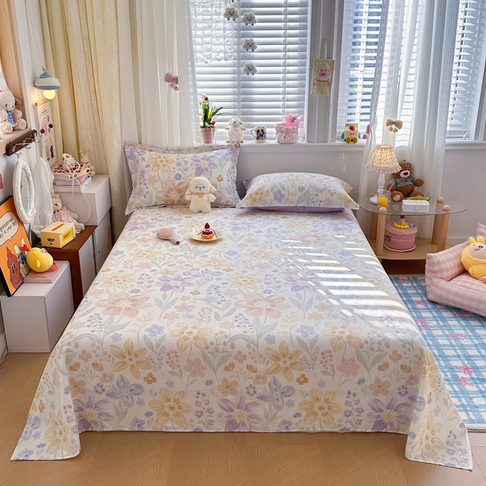 91家纺网 家纺一手货源 找家纺 绵庭家纺 2026新款全棉印花四件套 柔色花笺