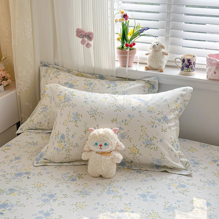 91家纺网 家纺一手货源 找家纺 绵庭家纺 2026新款全棉印花四件套 苏林-米黄