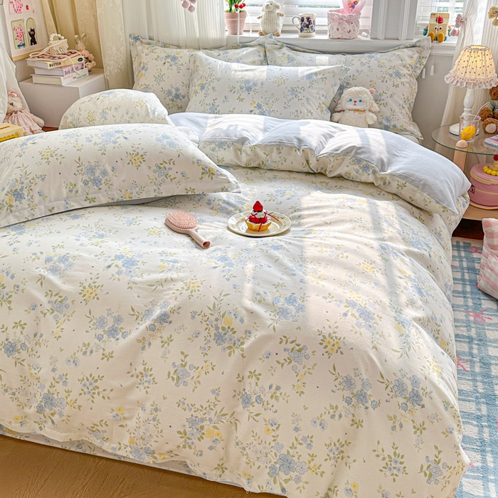 91家纺网 家纺一手货源 找家纺 绵庭家纺 2026新款全棉印花四件套 苏林-米黄