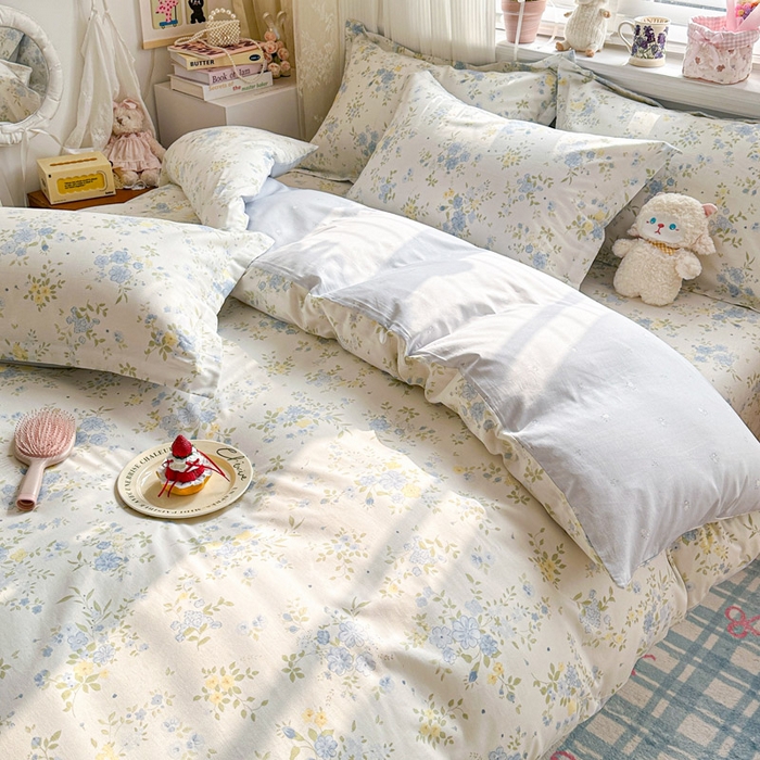 91家纺网 家纺一手货源 找家纺 绵庭家纺 2026新款全棉印花四件套 苏林-米黄