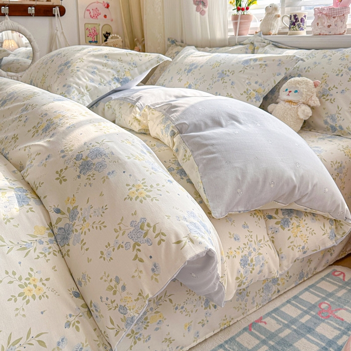 91家纺网 家纺一手货源 找家纺 绵庭家纺 2026新款全棉印花四件套 苏林-米黄