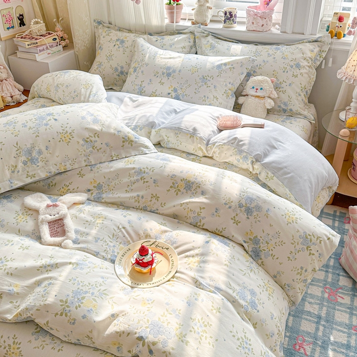 91家纺网 家纺一手货源 找家纺 绵庭家纺 2026新款全棉印花四件套 苏林-米黄