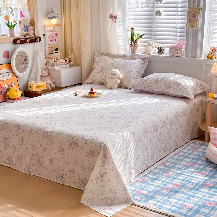 91家纺网 家纺一手货源 找家纺 绵庭家纺 2026新款全棉印花四件套 苏林-紫