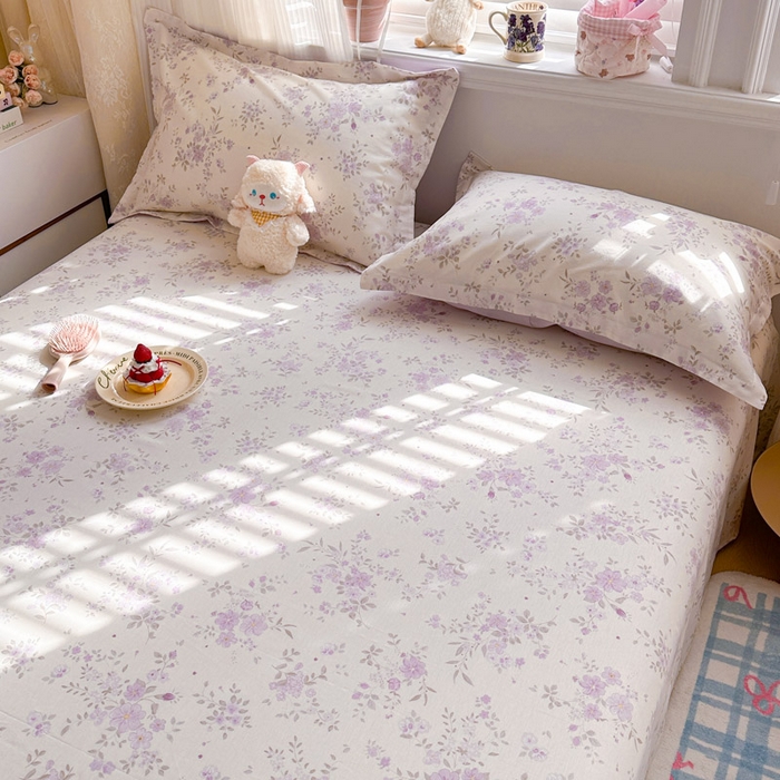 91家纺网 家纺一手货源 找家纺 绵庭家纺 2026新款全棉印花四件套 苏林-紫