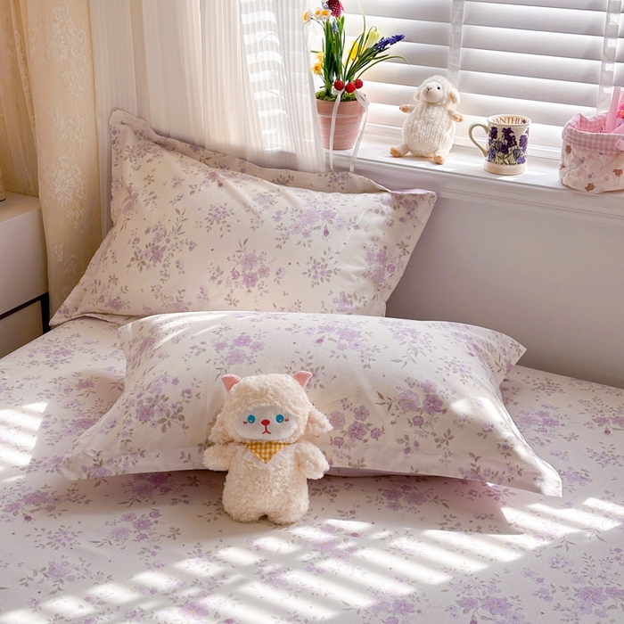 91家纺网 家纺一手货源 找家纺 绵庭家纺 2026新款全棉印花四件套 苏林-紫