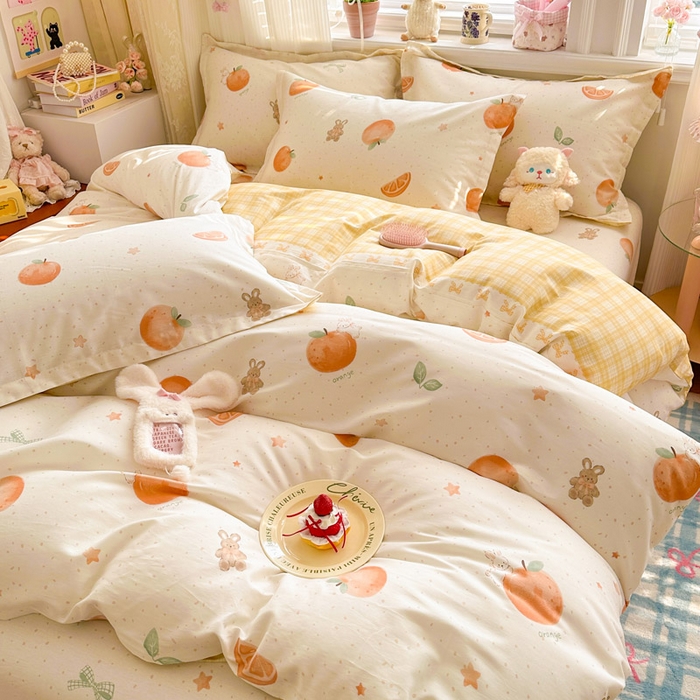 91家纺网 家纺一手货源 找家纺 绵庭家纺 2026新款全棉印花四件套 甜桔小兔