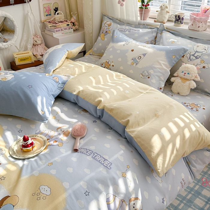 91家纺网 家纺一手货源 找家纺 绵庭家纺 2026新款全棉印花四件套 汪汪宇航记