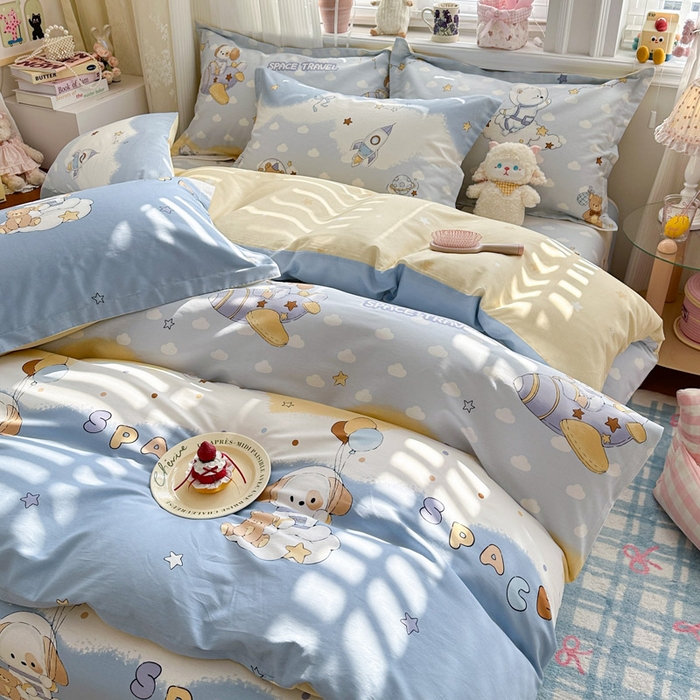 91家纺网 家纺一手货源 找家纺 绵庭家纺 2026新款全棉印花四件套 汪汪宇航记