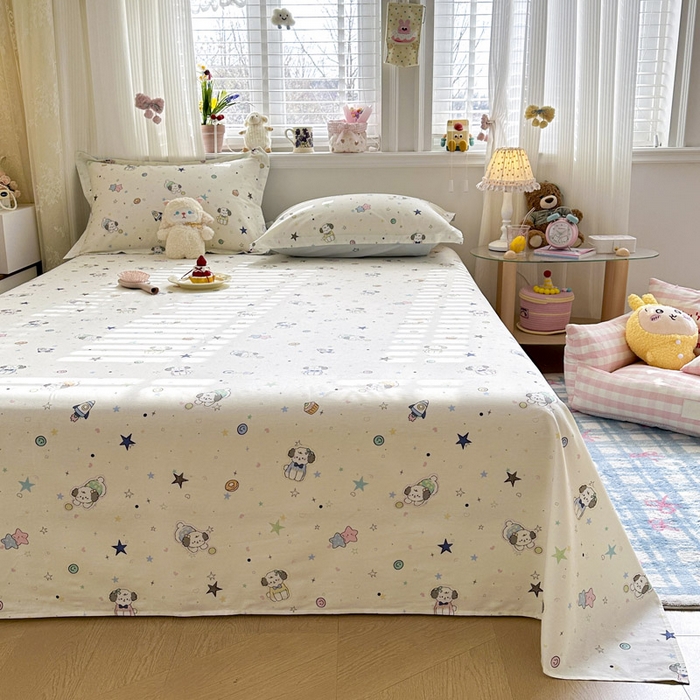 91家纺网 家纺一手货源 找家纺 绵庭家纺 2026新款全棉印花四件套 星空狗狗