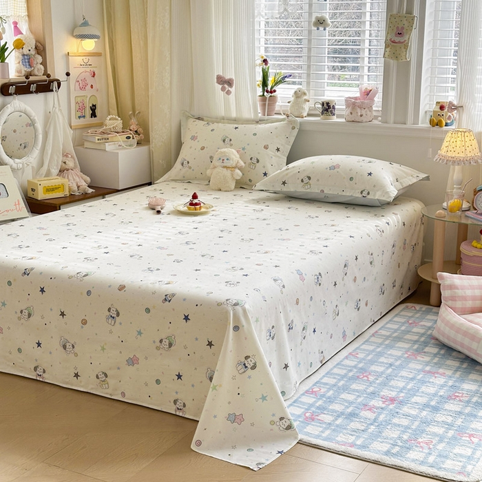 91家纺网 家纺一手货源 找家纺 绵庭家纺 2026新款全棉印花四件套 星空狗狗