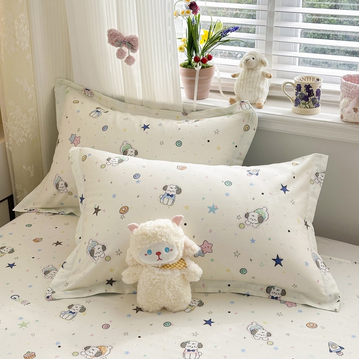 91家纺网 家纺一手货源 找家纺 绵庭家纺 2026新款全棉印花四件套 星空狗狗