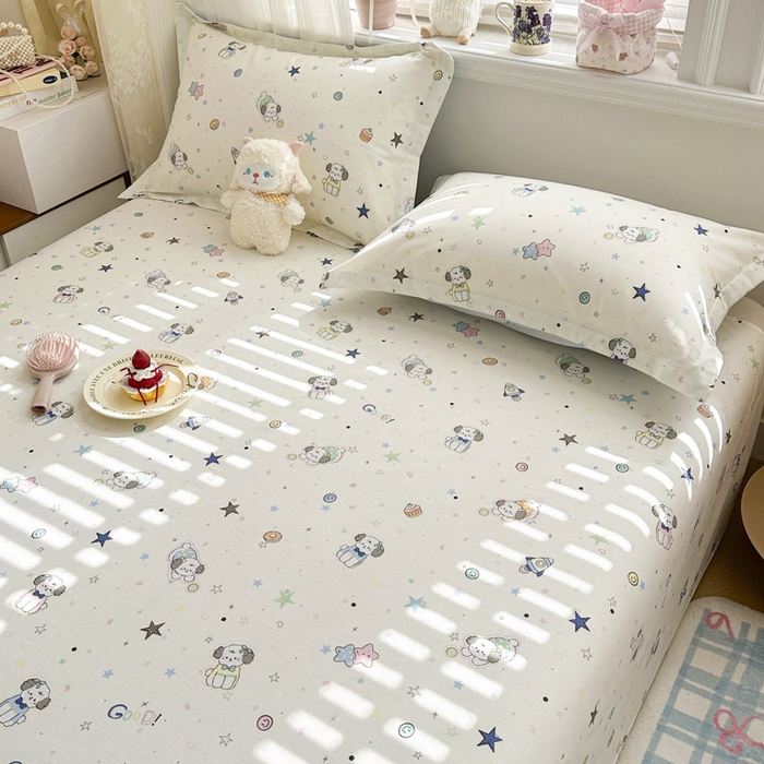 91家纺网 家纺一手货源 找家纺 绵庭家纺 2026新款全棉印花四件套 星空狗狗