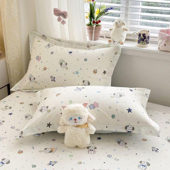 91家纺网 家纺一手货源 找家纺 绵庭家纺 2026新款全棉印花四件套 星空狗狗