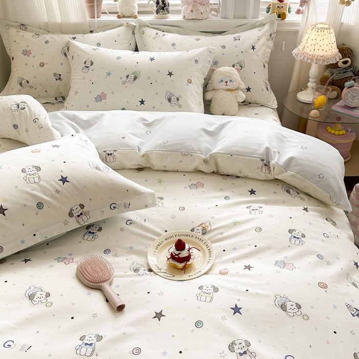 91家纺网 家纺一手货源 找家纺 绵庭家纺 2026新款全棉印花四件套 星空狗狗