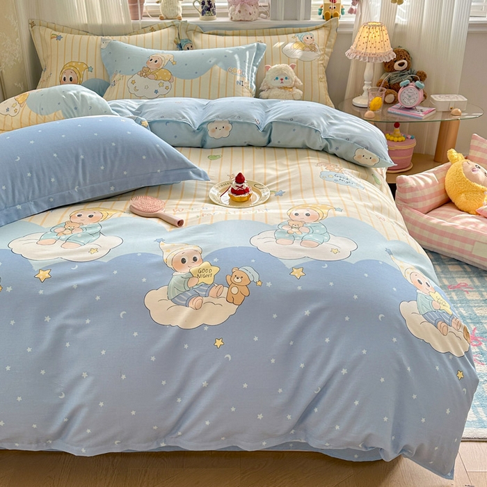 91家纺网 家纺一手货源 找家纺 绵庭家纺 2026新款全棉印花四件套 星语星愿