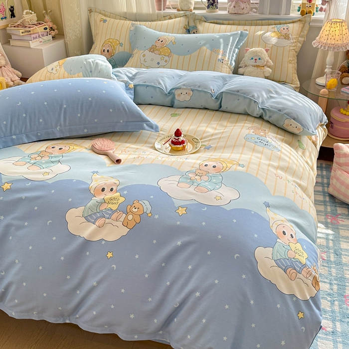 91家纺网 家纺一手货源 找家纺 绵庭家纺 2026新款全棉印花四件套 星语星愿