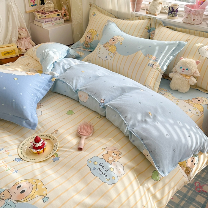 91家纺网 家纺一手货源 找家纺 绵庭家纺 2026新款全棉印花四件套 星语星愿