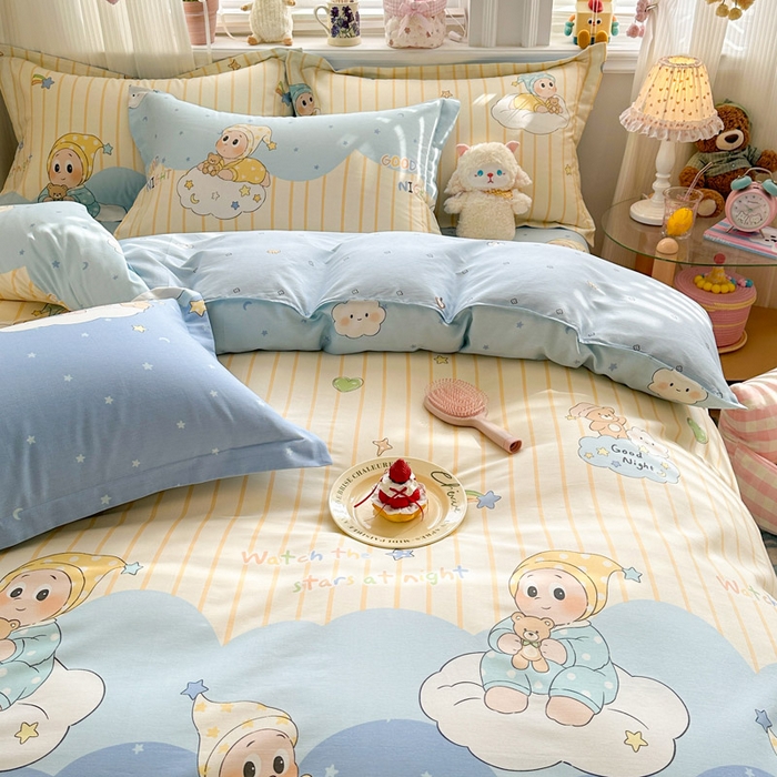 91家纺网 家纺一手货源 找家纺 绵庭家纺 2026新款全棉印花四件套 星语星愿