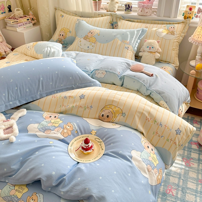 91家纺网 家纺一手货源 找家纺 绵庭家纺 2026新款全棉印花四件套 星语星愿