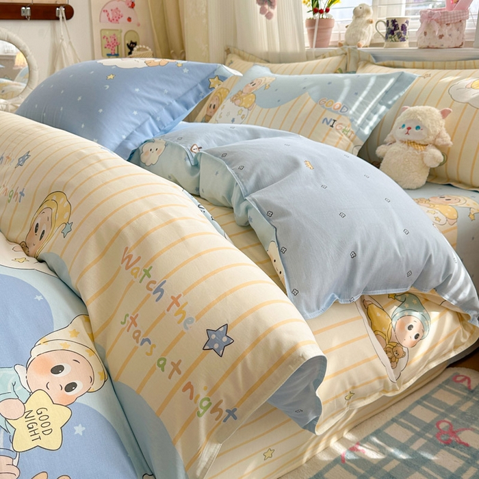 91家纺网 家纺一手货源 找家纺 绵庭家纺 2026新款全棉印花四件套 星语星愿