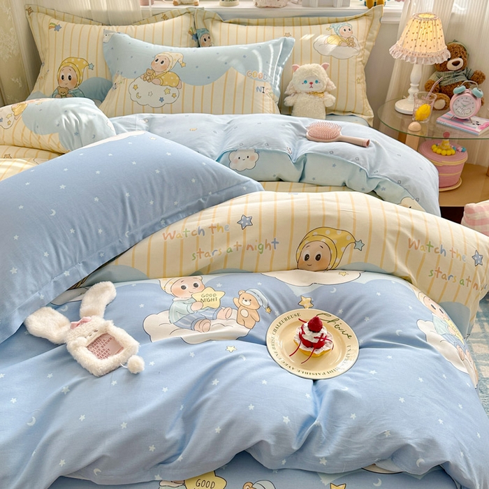 91家纺网 家纺一手货源 找家纺 绵庭家纺 2026新款全棉印花四件套 星语星愿