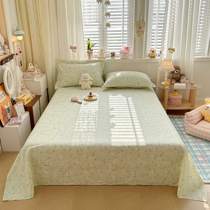 91家纺网 家纺一手货源 找家纺 绵庭家纺 2026新款全棉印花四件套 徐徐花开