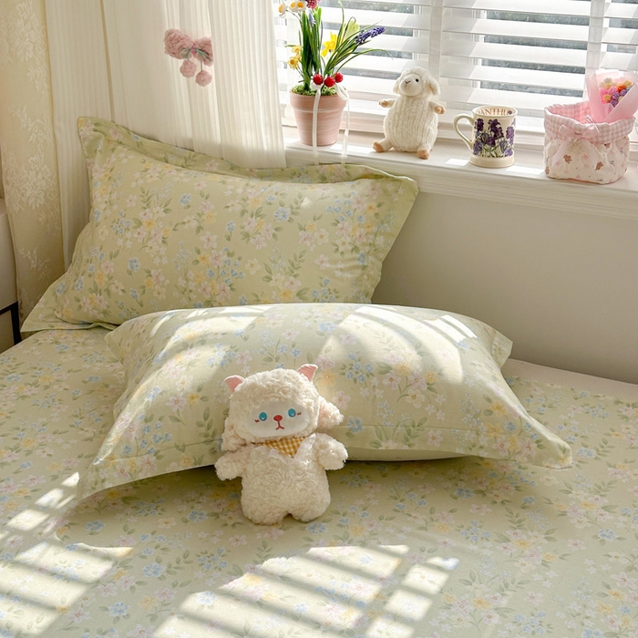 91家纺网 家纺一手货源 找家纺 绵庭家纺 2026新款全棉印花四件套 徐徐花开