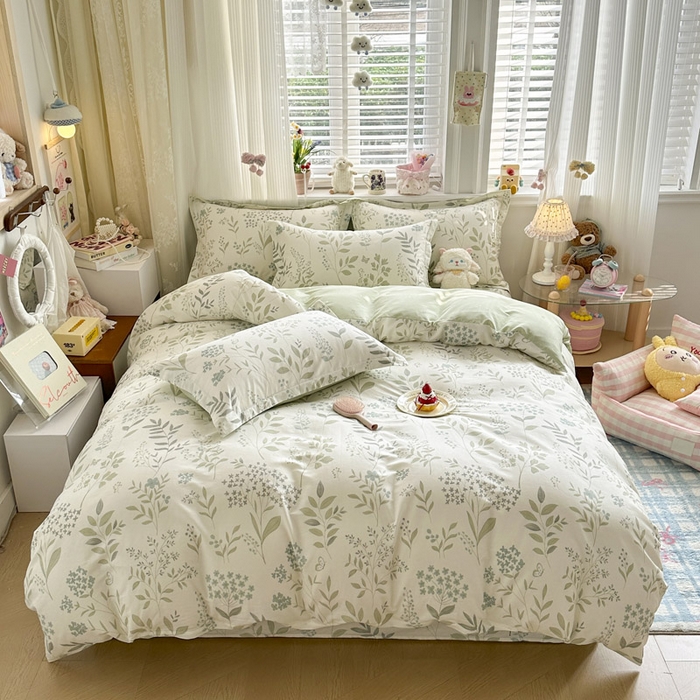 绵庭家纺 2026新款全棉印花四件套 叶之恋