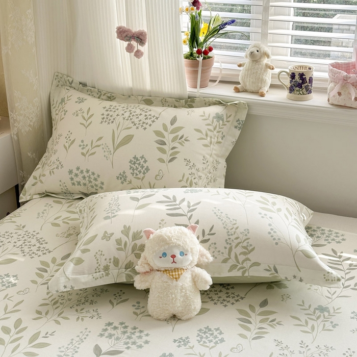 91家纺网 家纺一手货源 找家纺 绵庭家纺 2026新款全棉印花四件套 叶之恋