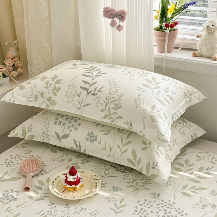 91家纺网 家纺一手货源 找家纺 绵庭家纺 2026新款全棉印花四件套 叶之恋