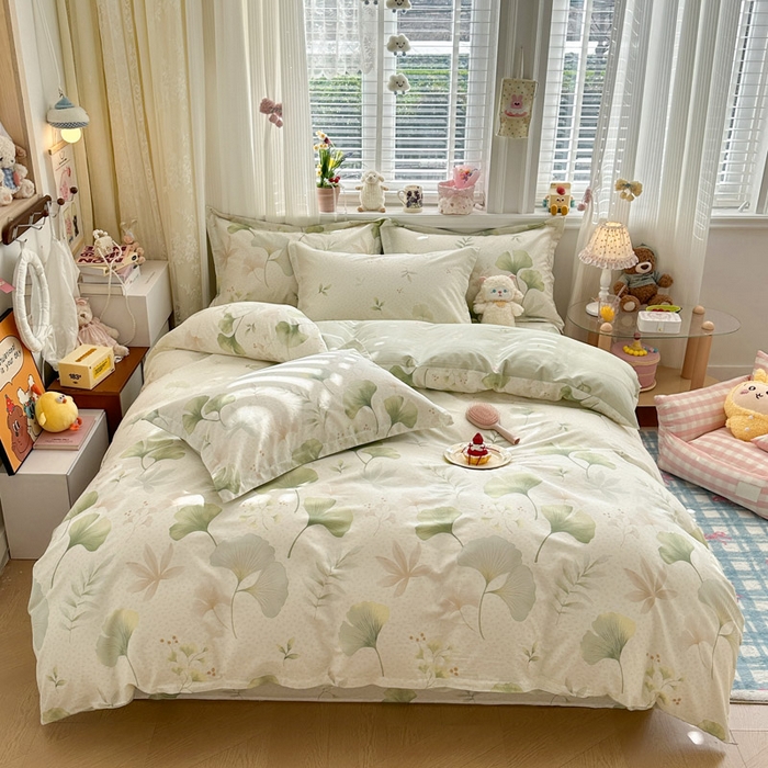 绵庭家纺 2026新款全棉印花四件套 银杏疏影