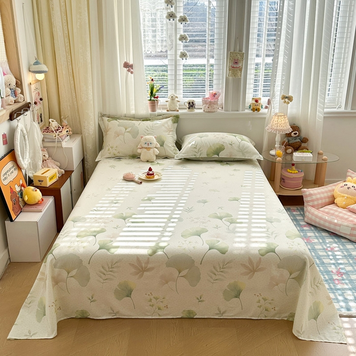 91家纺网 家纺一手货源 找家纺 绵庭家纺 2026新款全棉印花四件套 银杏疏影