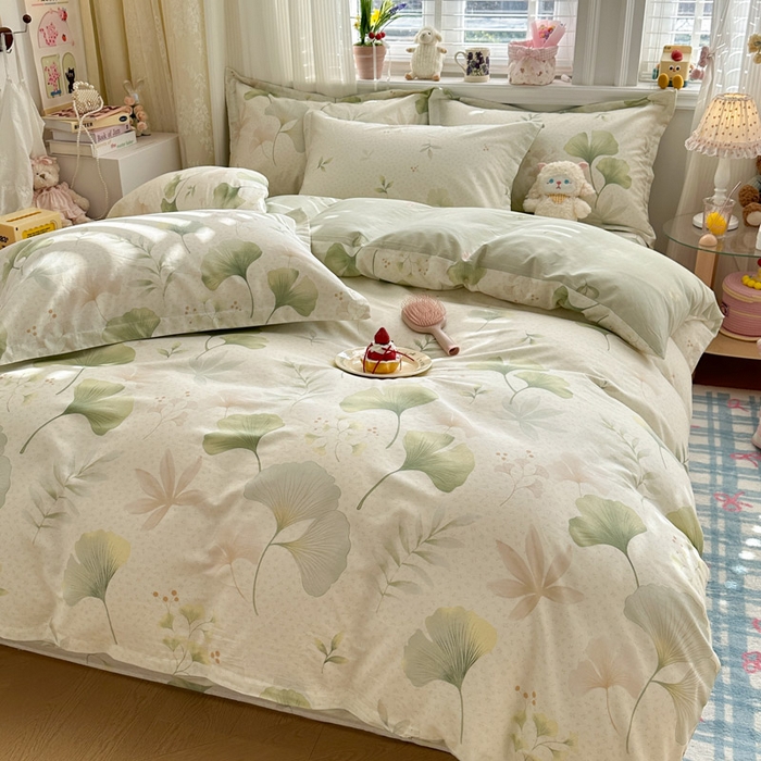 91家纺网 家纺一手货源 找家纺 绵庭家纺 2026新款全棉印花四件套 银杏疏影