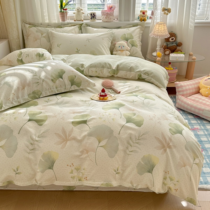 91家纺网 家纺一手货源 找家纺 绵庭家纺 2026新款全棉印花四件套 银杏疏影