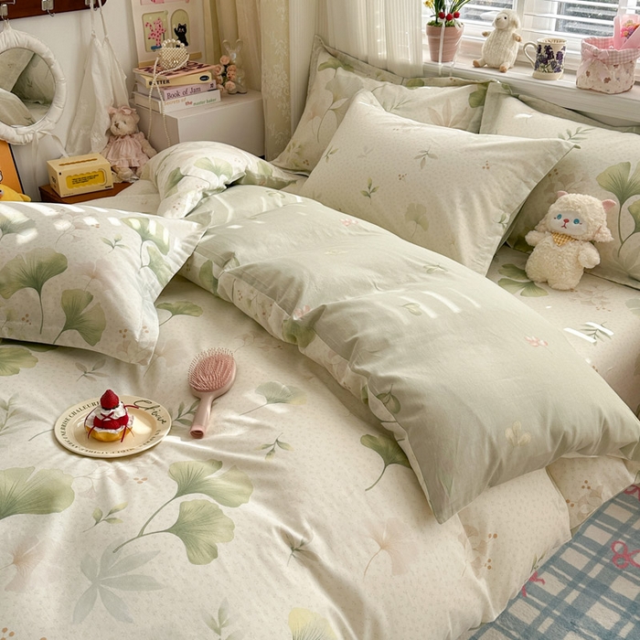 91家纺网 家纺一手货源 找家纺 绵庭家纺 2026新款全棉印花四件套 银杏疏影