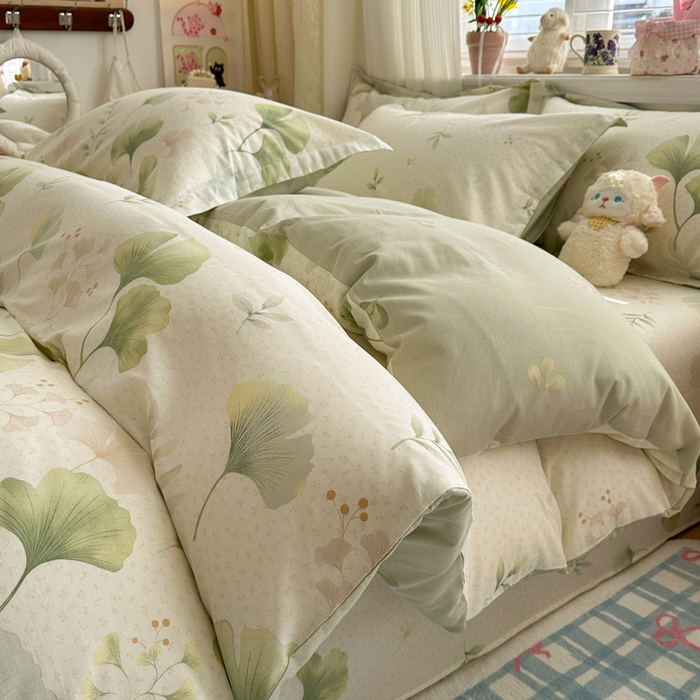 91家纺网 家纺一手货源 找家纺 绵庭家纺 2026新款全棉印花四件套 银杏疏影