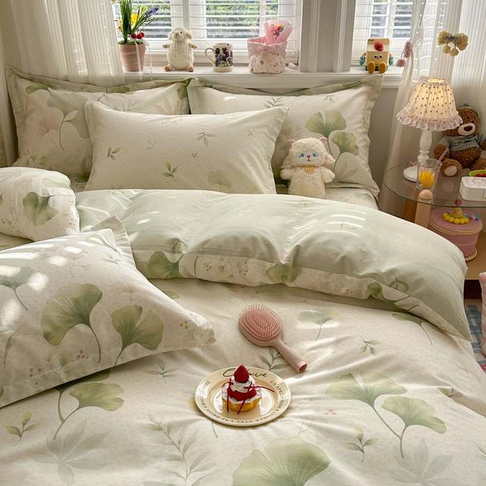 91家纺网 家纺一手货源 找家纺 绵庭家纺 2026新款全棉印花四件套 银杏疏影