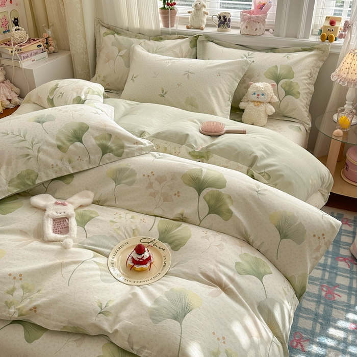 91家纺网 家纺一手货源 找家纺 绵庭家纺 2026新款全棉印花四件套 银杏疏影