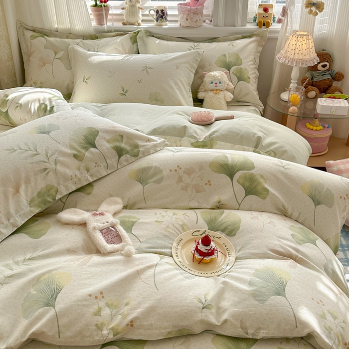 91家纺网 家纺一手货源 找家纺 绵庭家纺 2026新款全棉印花四件套 银杏疏影