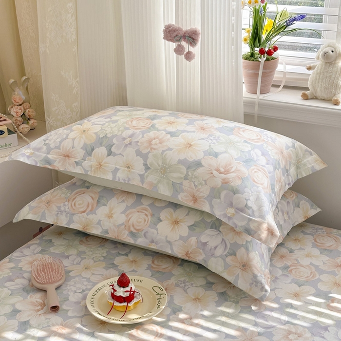 91家纺网 家纺一手货源 找家纺 绵庭家纺 2026新款全棉印花四件套 釉色浮光-兰