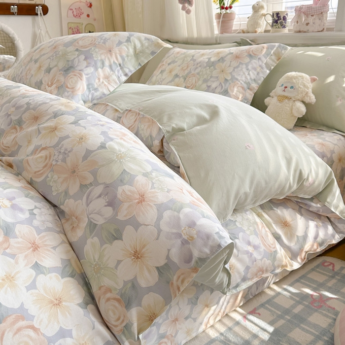 91家纺网 家纺一手货源 找家纺 绵庭家纺 2026新款全棉印花四件套 釉色浮光-兰