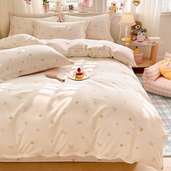 91家纺网 家纺一手货源 找家纺 绵庭家纺 2026新款全棉印花四件套 园可可