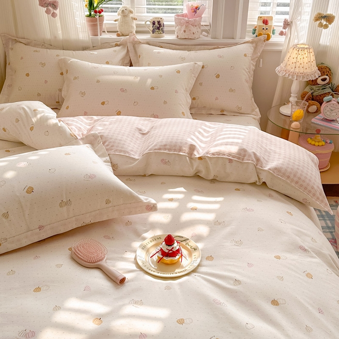 91家纺网 家纺一手货源 找家纺 绵庭家纺 2026新款全棉印花四件套 园可可