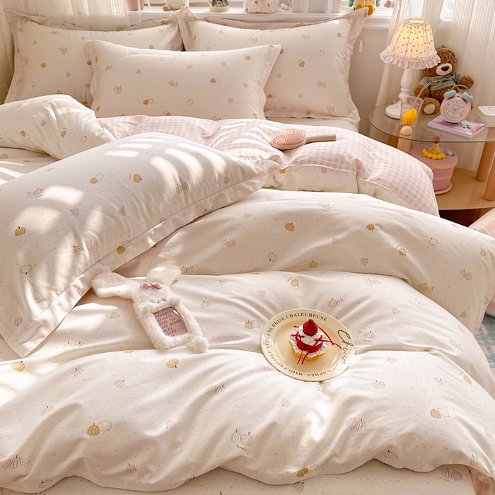 91家纺网 家纺一手货源 找家纺 绵庭家纺 2026新款全棉印花四件套 园可可