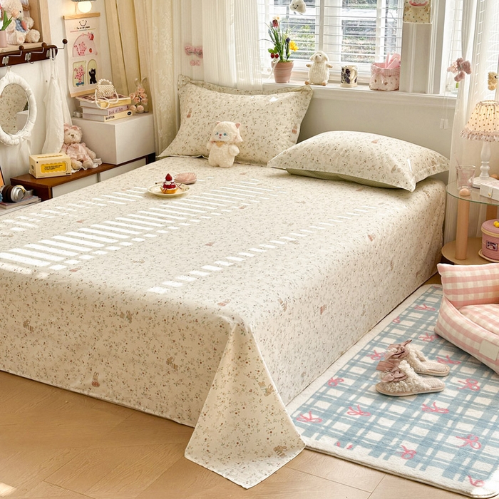 91家纺网 家纺一手货源 找家纺 绵庭家纺 2026新款全棉印花四件套 月兔花园