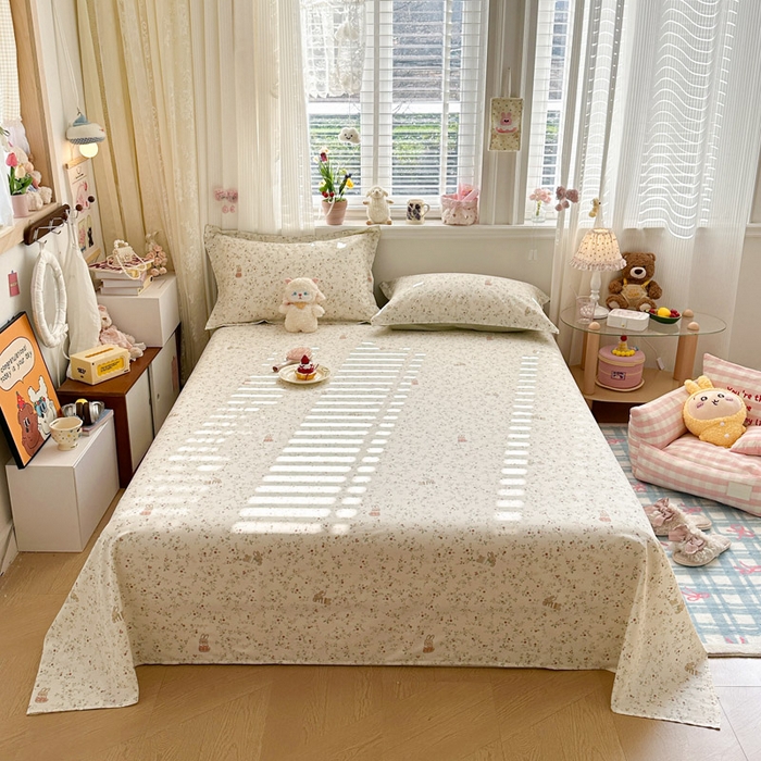 91家纺网 家纺一手货源 找家纺 绵庭家纺 2026新款全棉印花四件套 月兔花园