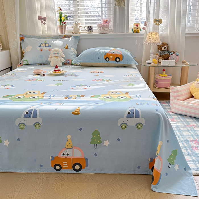 91家纺网 家纺一手货源 找家纺 绵庭家纺 2026新款全棉印花四件套 云朵车行