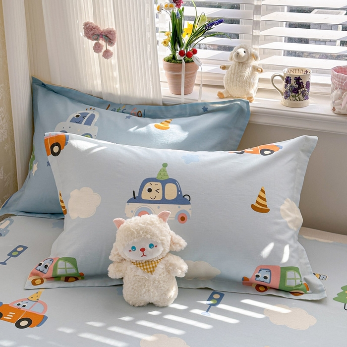 91家纺网 家纺一手货源 找家纺 绵庭家纺 2026新款全棉印花四件套 云朵车行