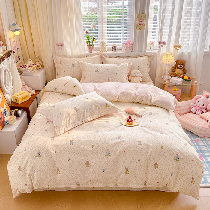 绵庭家纺 2026新款全棉印花四件套 云朵小森林